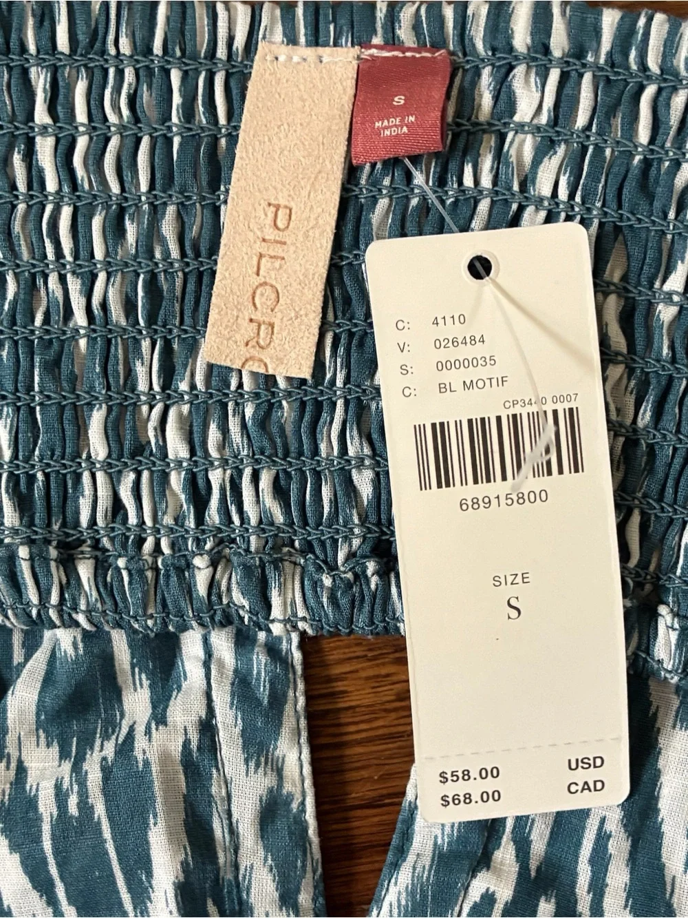 NWT 100% Cotton Anthropologie Pilcro Printed Surf Bra Top